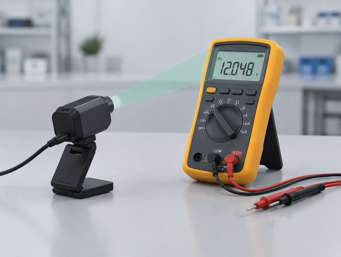 Displayreader: Webcam liest den Messwert eines Handmultimeters automatisch vom Display aus