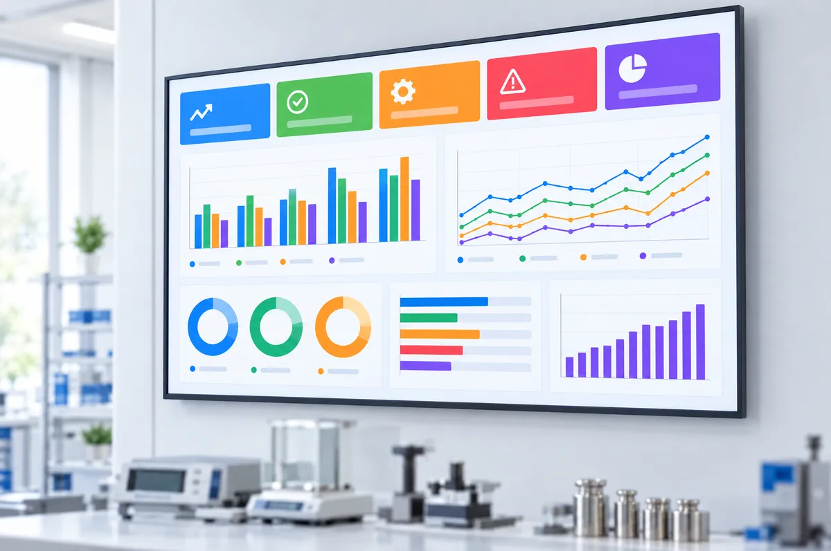 Labor-DashBoard: Status-Monitor mit Kennzahlen im Kalibrierlabor